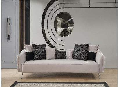 Three-seater Chesterfield sofa, 3-seater sofas, modern design, fabric, white