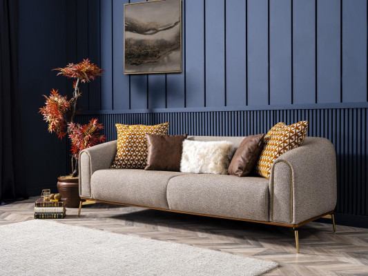 Three-seater sofa, 3-seater sofas, modern design, gray fabric, living room