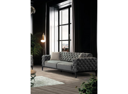 3-seater sofa three-seater sofas fabric gray living room Chesterfield new