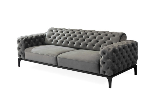 3-seater sofa three-seater sofas fabric gray living room Chesterfield new
