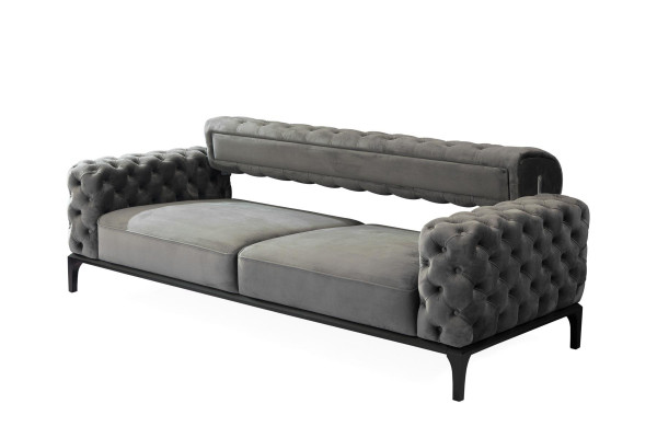3-seater sofa three-seater sofas fabric gray living room Chesterfield new