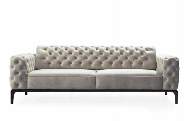 Three-seater Sofa 3-Seater Sofas Fabric White Living Room Chesterfield New