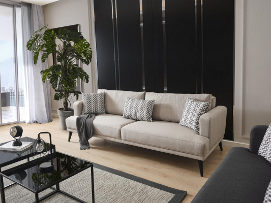 3-seater Sofa Three-seater Sofa Fabric Beige Living Room Modern Design