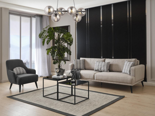 3-seater Sofa Three-seater Sofa Fabric Beige Living Room Modern Design