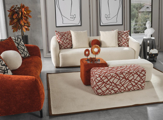 Seat stool 3x Stool Pouf Puff Seat Pouf Textile Fabric Footstool Living Room