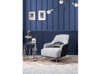 Armchair Wingback Chair Modern Fabric Living Room Polyester Gray Design Seat
