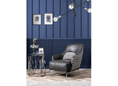 Armchair Wingback Chair Faux Leather Living Room Polyester Design Black