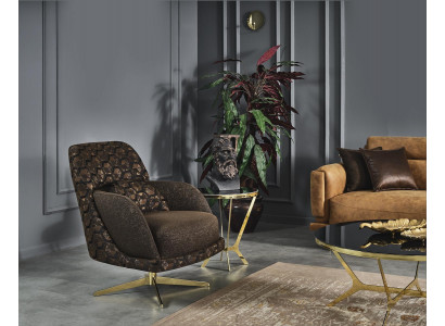 Armchair Wingback Chair Cocktail Chair Fabric Living Room Polyester Brown