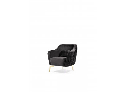 Chesterfield Wing Chair Fabric Living Room Polyester Black