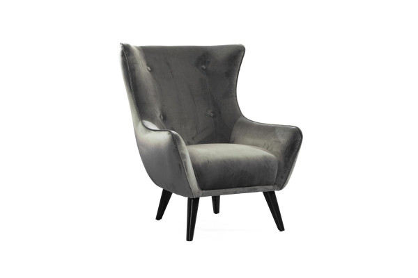 Armchair Wingback Chair Fabric Living Room Polyester Design Gray Modern Seat