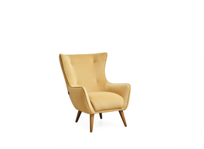Armchair Wing Chair Cocktail Chair Fabric Living Room Polyester Yellow Seat