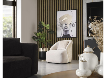 Armchair Wingback Chair Modern Fabric Living Room Polyester White Design Seat