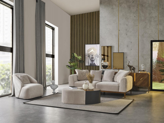 Armchair Wingback Chair Modern Fabric Living Room Polyester White Design Seat
