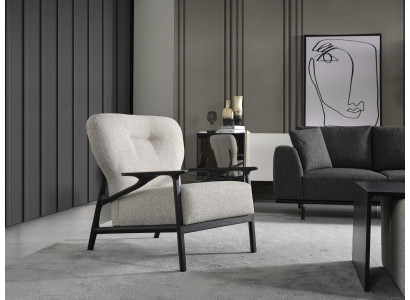 Armchair Wingback Armchair Modern Fabric Living Room Polyester White Design