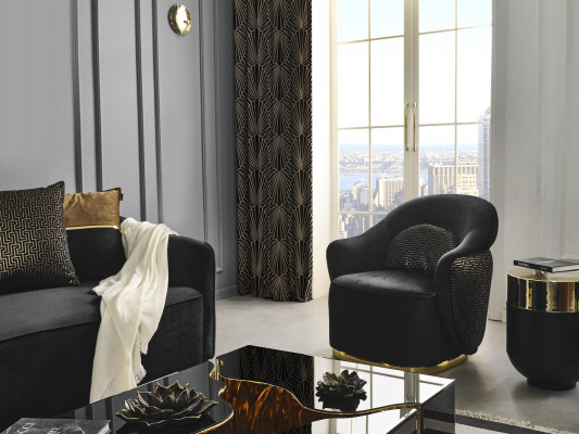 Armchair Wingback Chair Modern Fabric Living Room Polyester Blue Design Seat