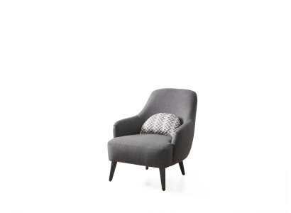 Armchair Wingback Chair Fabric Living Room Polyester Design Gray Modern Seat