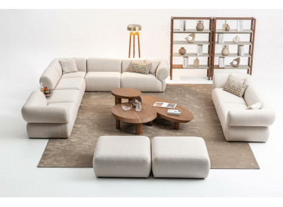 Living Room Sofa Set L-Shape 3-Seater Stool Set Modern Design