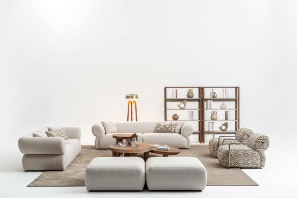 6-piece sofa set living landscape, seat, stool, living room set, modern design