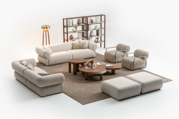 6-piece sofa set living landscape, seat, stool, living room set, modern design