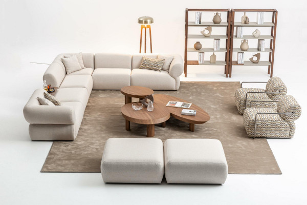 Italian-style furniture corner sofa corner couch living landscape corner suite 5-piece set.
