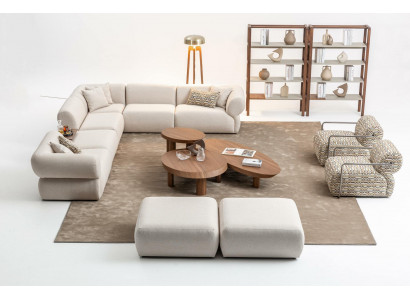 Italian-style furniture corner sofa corner couch living landscape corner suite 5-piece set.