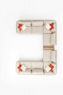 Sofa Beige Living Room Upholstered Sofa Design Modern Corner Sofa U-Shape New