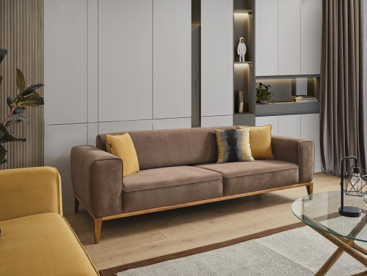 Sofa Suite Complete Sofa 431-Seater Armchair Fabric Yellow Set 3-piece New