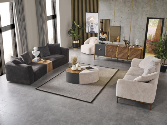 Four-seater sofa 4-seater sofas modern design fabric polyester black