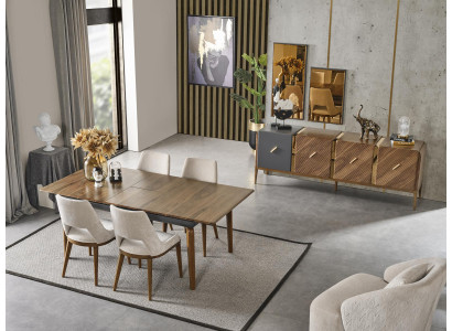 Dining set dining room dining table set luxury chairs dining nook 5-piece brown