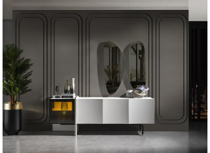 Group Sideboard Mirror Dresser Wood Modern Dining Room White Design New