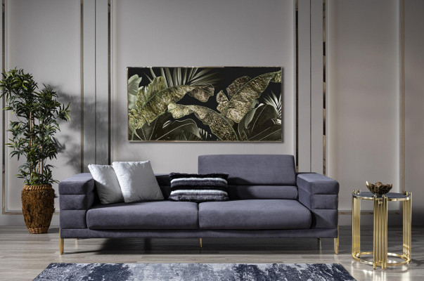 Luxury Sofa Set Sofa 3-Seater Armchair Fabric Modern Gray Modern Set