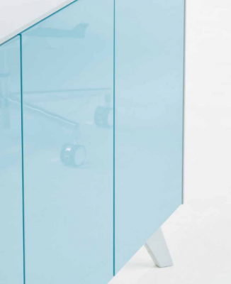 Modern sideboard blue cabinet filing cabinet office glass Frezza new