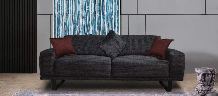 Design Sofa 3 - Seater Living Room Luxury Black Furniture Couches Sofas
