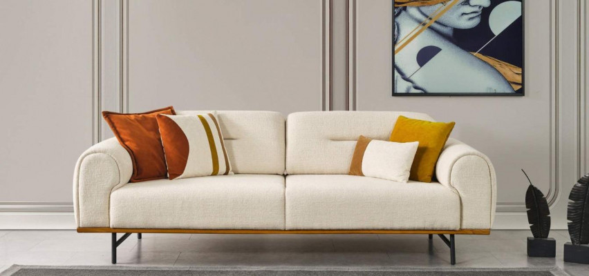 Modern sofa 3-seater luxury beige design furniture in living room couches