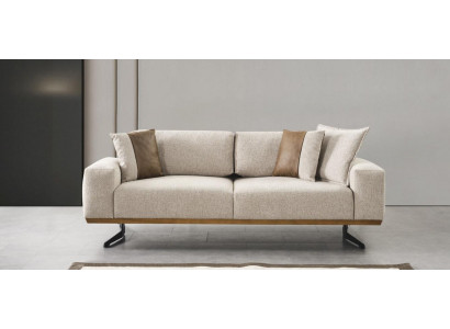 Designer three-seater sofa beige color luxury furniture in living room 225cm