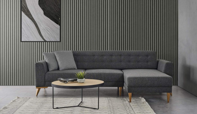 Luxury L-shaped corner sofa modern gray couch designer furniture living room