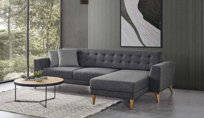Luxury L-shaped corner sofa modern gray couch designer furniture living room