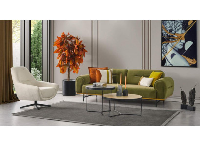 Modern sofa set 3 + 1 seater green couches design living room set 2-piece