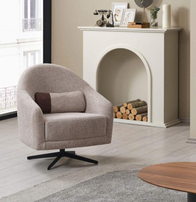Modern armchair gray lounge club living room style upholstery fabric single-seater