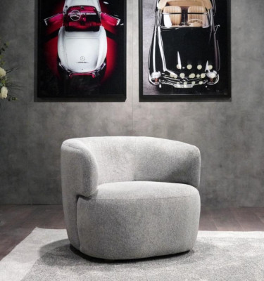 Designer armchair gray luxury furniture living room upholstery textile lounge club