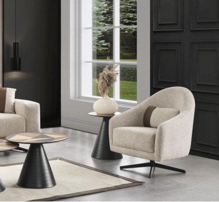 Luxury Armchair Stylish Furniture Living Room Design Swivel Lounge Club Wood