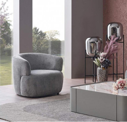 Stylish Armchair Living Room Soft Furniture Gray Designer Lounge Club Single Seater