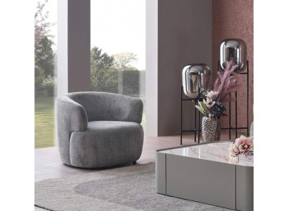 Stylish Armchair Living Room Soft Furniture Gray Designer Lounge Club Single Seater