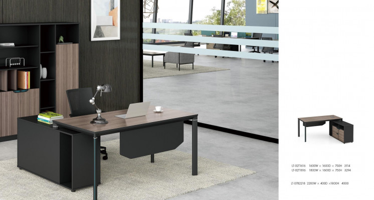 Office Set Complete Office Corner Desk File Cabinets 2-piece with Cable Duct