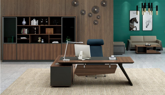 Desk office furniture 2-piece set tables shelf executive desk + filing cabinet