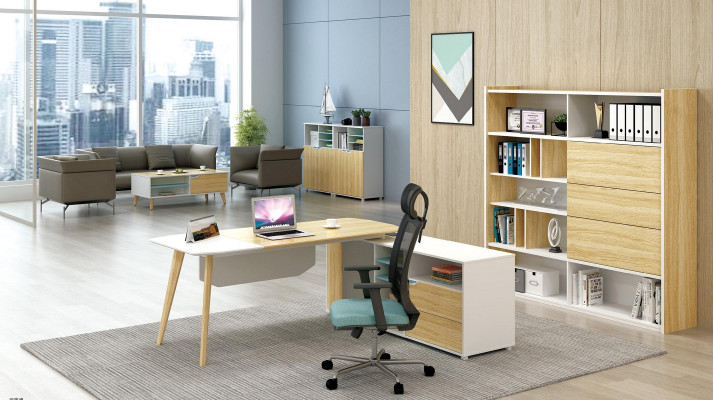 Desk & Filing Cabinet Office Furniture 2-piece. Executive Shelf Set Desk