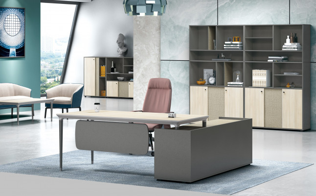 Luxurious 2-piece office furniture set corner desk + filing cabinet for document storage