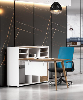 Luxury wooden office desk in a modern design and light colors