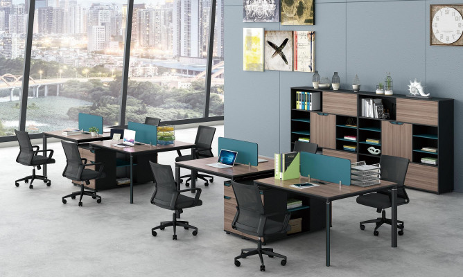 Office furniture equipment setup table 2 workstations desk