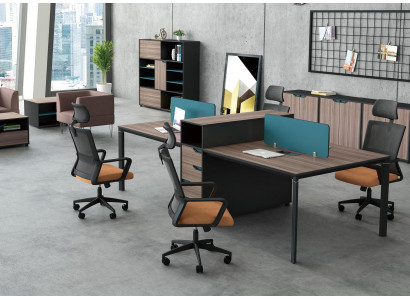 Desk workstation table 4 workstations counter wood tables office